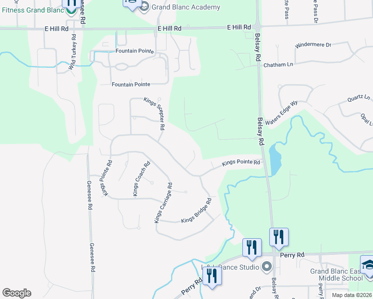 map of restaurants, bars, coffee shops, grocery stores, and more near 6284 Kings Pointe Circle in Grand Blanc
