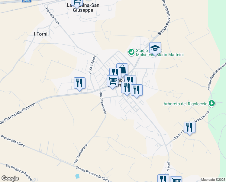 map of restaurants, bars, coffee shops, grocery stores, and more near 1/B Via E. Curiel in Bagno di Gavorrano