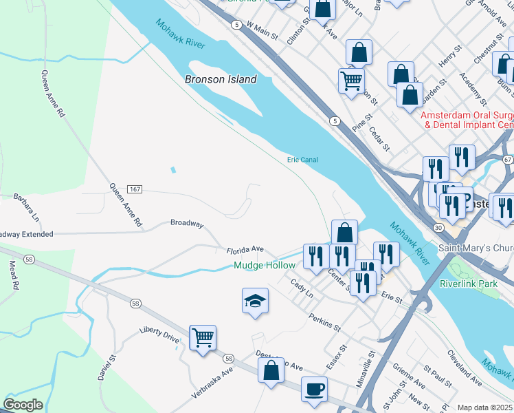 map of restaurants, bars, coffee shops, grocery stores, and more near 100 Sandy Drive in Amsterdam