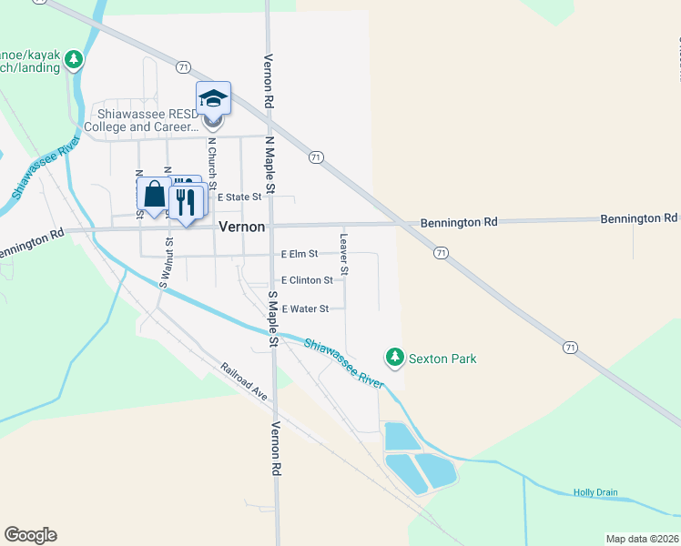 map of restaurants, bars, coffee shops, grocery stores, and more near 216 Leaver Street in Durand