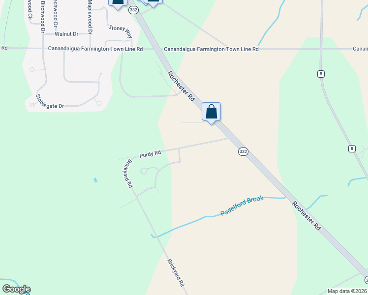 map of restaurants, bars, coffee shops, grocery stores, and more near 5555 Purdy Road in Canandaigua