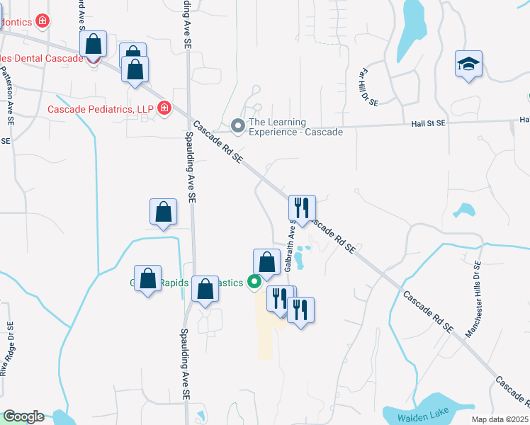 map of restaurants, bars, coffee shops, grocery stores, and more near 1515 Arboretum Drive Southeast in Grand Rapids