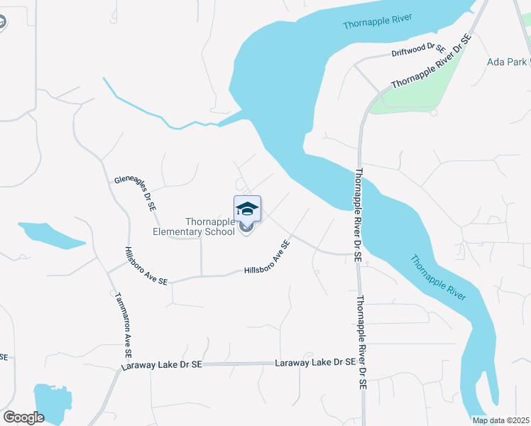 map of restaurants, bars, coffee shops, grocery stores, and more near 6932 Bridgewater Drive Southeast in Grand Rapids