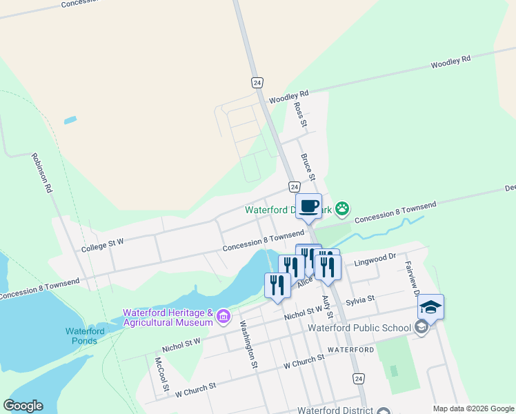 map of restaurants, bars, coffee shops, grocery stores, and more near 79 Saint James Street North in Norfolk