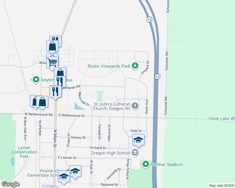 map of restaurants, bars, coffee shops, grocery stores, and more near 775 North Perry Parkway in Oregon