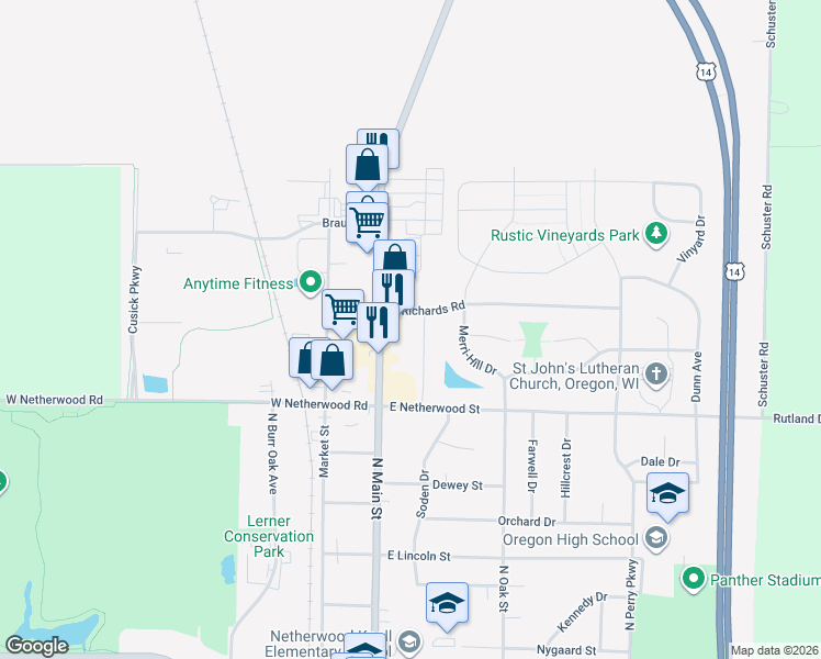 map of restaurants, bars, coffee shops, grocery stores, and more near 137 East Richards Road in Oregon