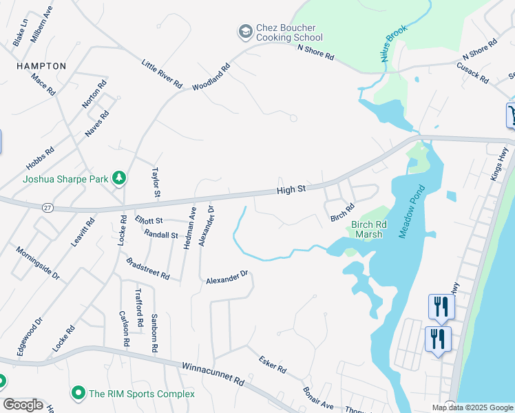 map of restaurants, bars, coffee shops, grocery stores, and more near 7 Dunvegan Woods in Hampton