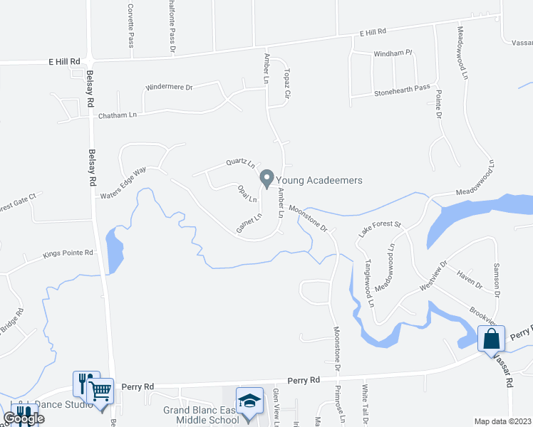 map of restaurants, bars, coffee shops, grocery stores, and more near 6257 Garnet Lane in Grand Blanc