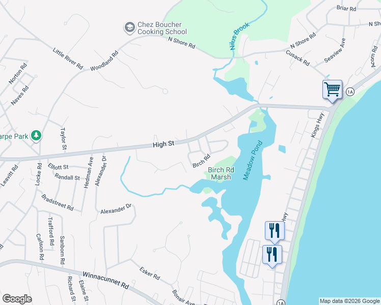 map of restaurants, bars, coffee shops, grocery stores, and more near 4 Birch Rd in Hampton