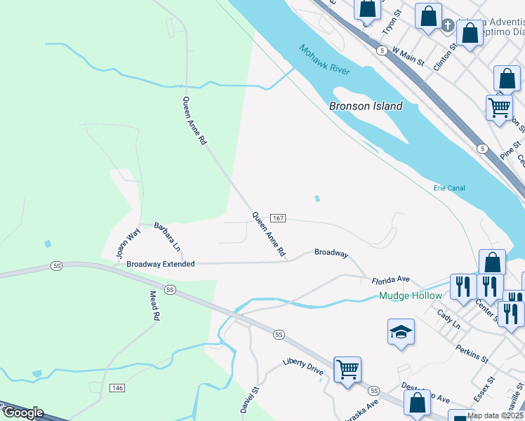 map of restaurants, bars, coffee shops, grocery stores, and more near 1 Sandy Drive in Amsterdam
