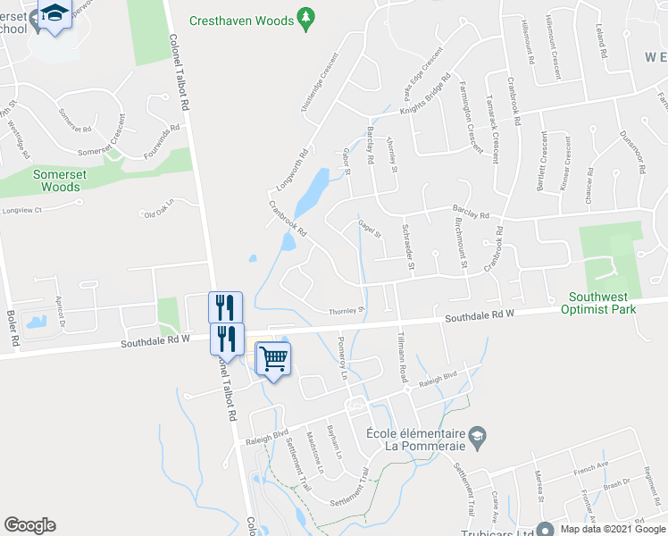 map of restaurants, bars, coffee shops, grocery stores, and more near 1160 Cranbrook Road in London