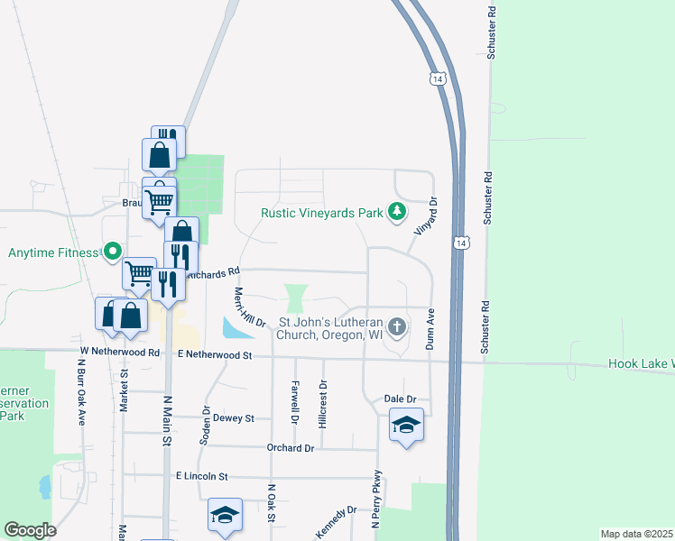 map of restaurants, bars, coffee shops, grocery stores, and more near 415 East Richards Road in Oregon