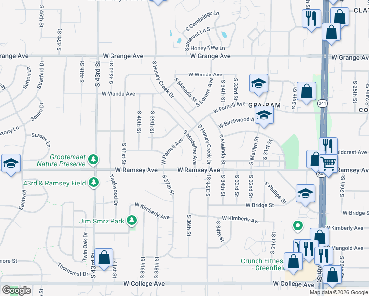 map of restaurants, bars, coffee shops, grocery stores, and more near 5818 South 37th Court in Milwaukee
