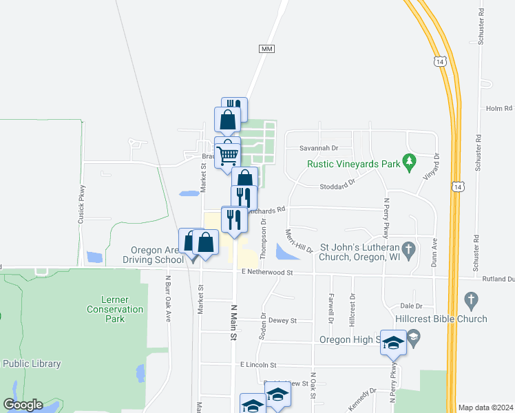 map of restaurants, bars, coffee shops, grocery stores, and more near 137 East Richards Road in Oregon