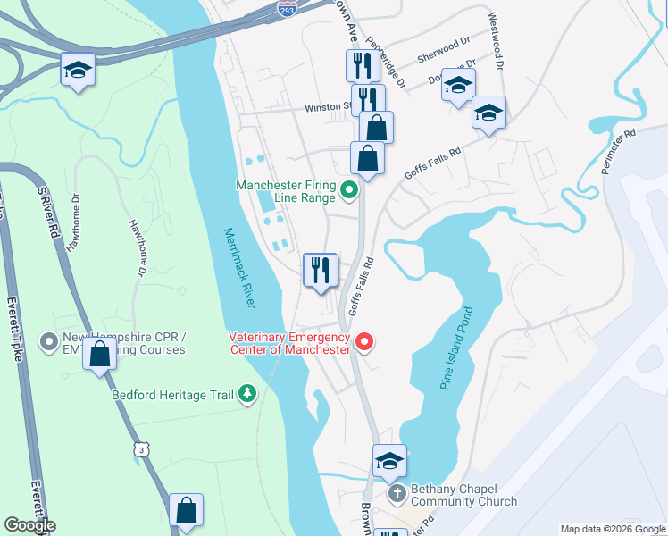 map of restaurants, bars, coffee shops, grocery stores, and more near 48 Greenleaf Street in Manchester