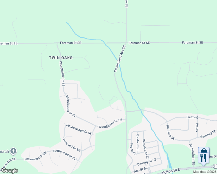map of restaurants, bars, coffee shops, grocery stores, and more near 1461 Cumberland Avenue Southeast in Lowell