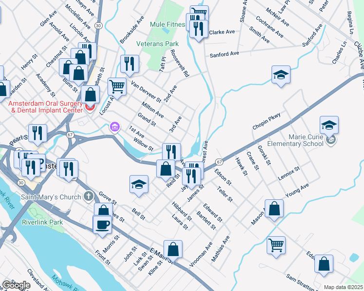 map of restaurants, bars, coffee shops, grocery stores, and more near 3 4th Ave in Amsterdam