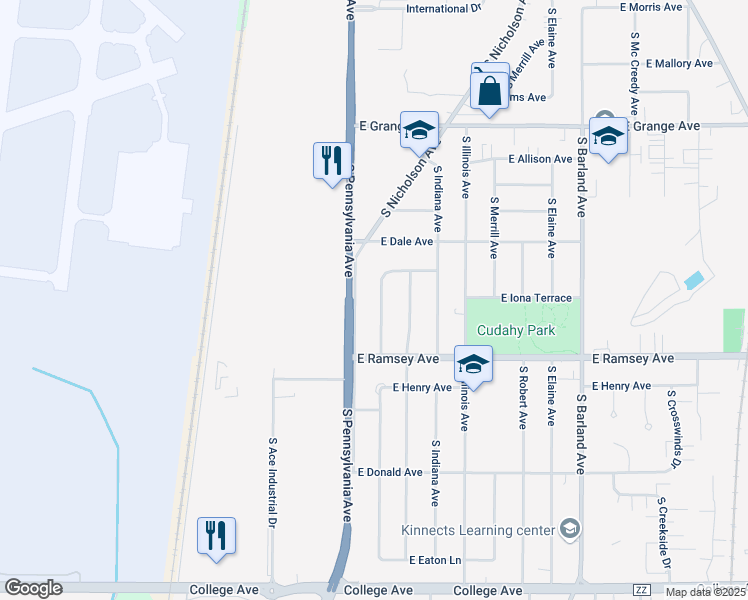 map of restaurants, bars, coffee shops, grocery stores, and more near 5805A South New York Avenue in Cudahy