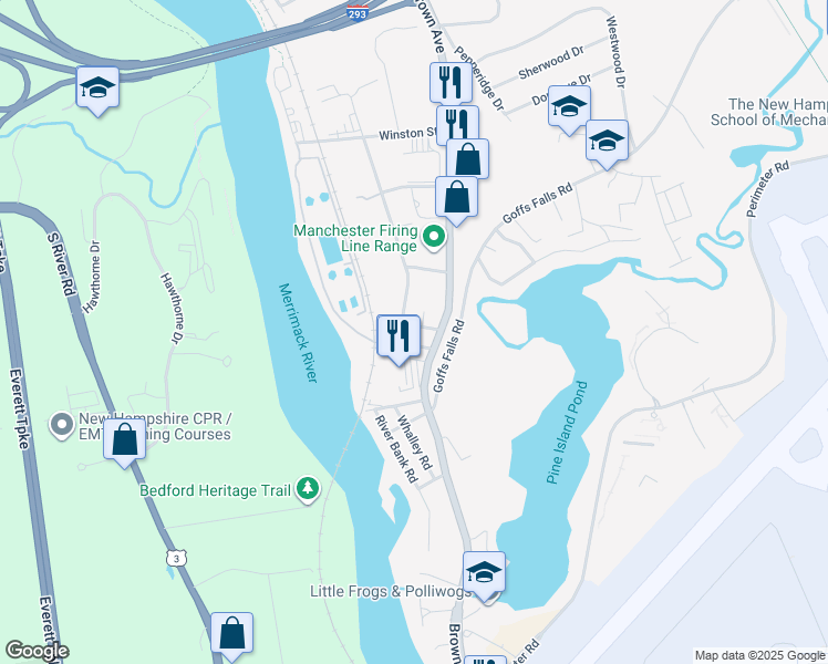map of restaurants, bars, coffee shops, grocery stores, and more near 48 Greenleaf Street in Manchester