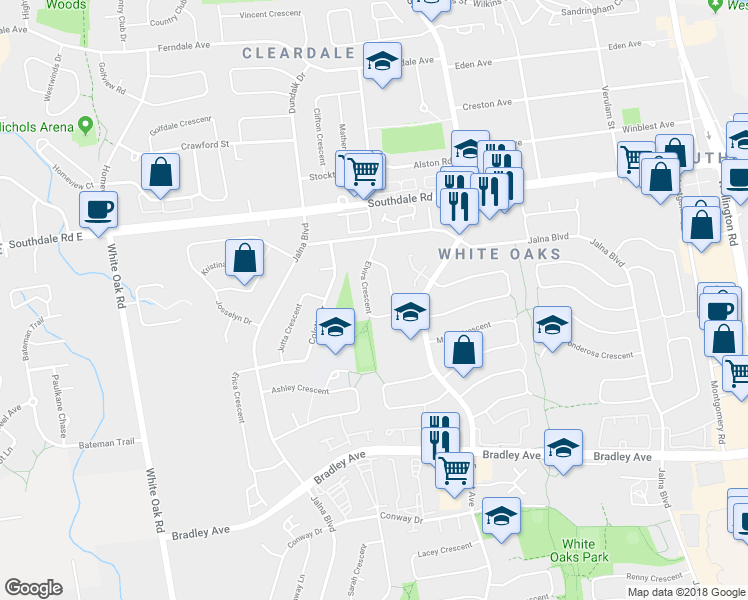 map of restaurants, bars, coffee shops, grocery stores, and more near in London