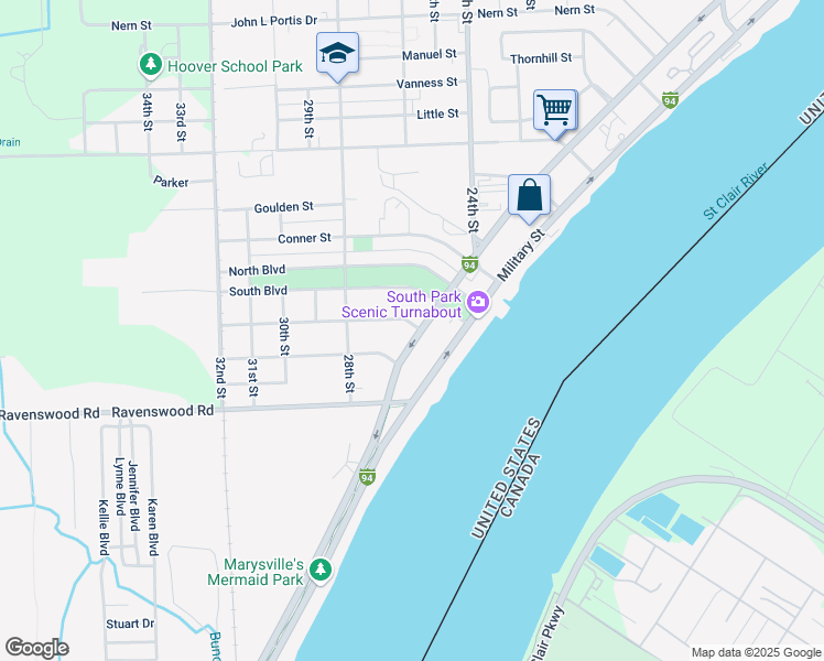 map of restaurants, bars, coffee shops, grocery stores, and more near 3903 Interstate 94 Business Loop in Port Huron
