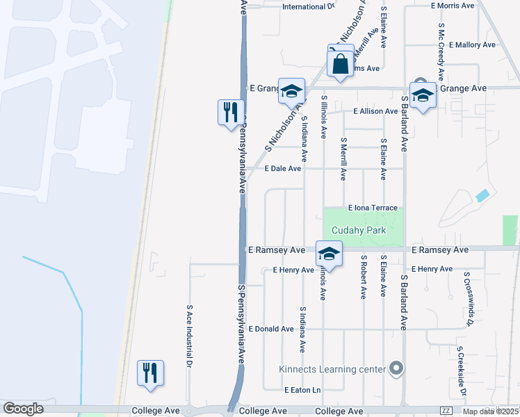map of restaurants, bars, coffee shops, grocery stores, and more near 5805A South New York Avenue in Cudahy