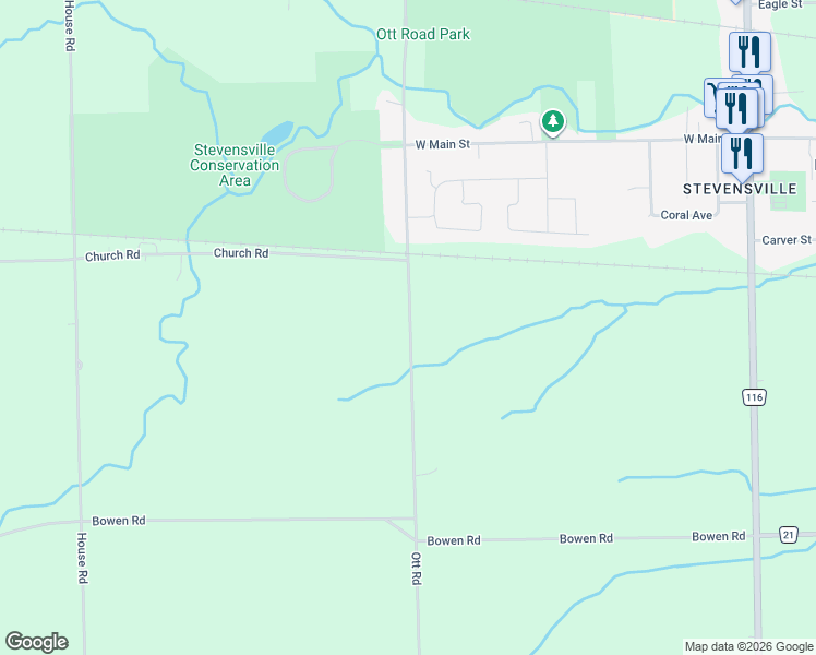map of restaurants, bars, coffee shops, grocery stores, and more near 2377 Ott Road in Fort Erie