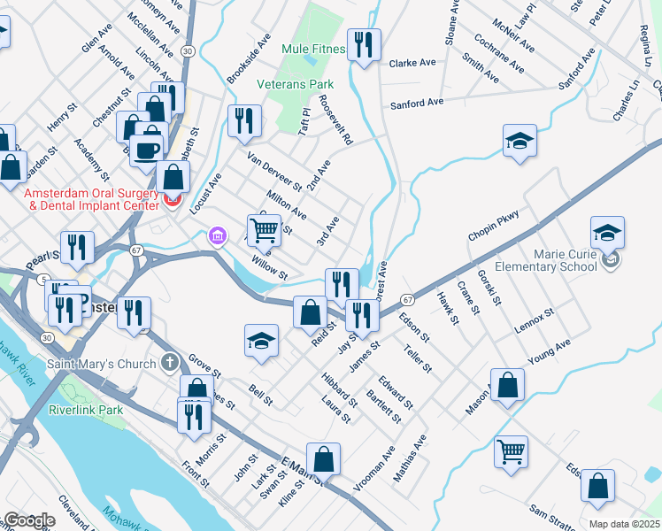 map of restaurants, bars, coffee shops, grocery stores, and more near 3 4th Avenue in Amsterdam