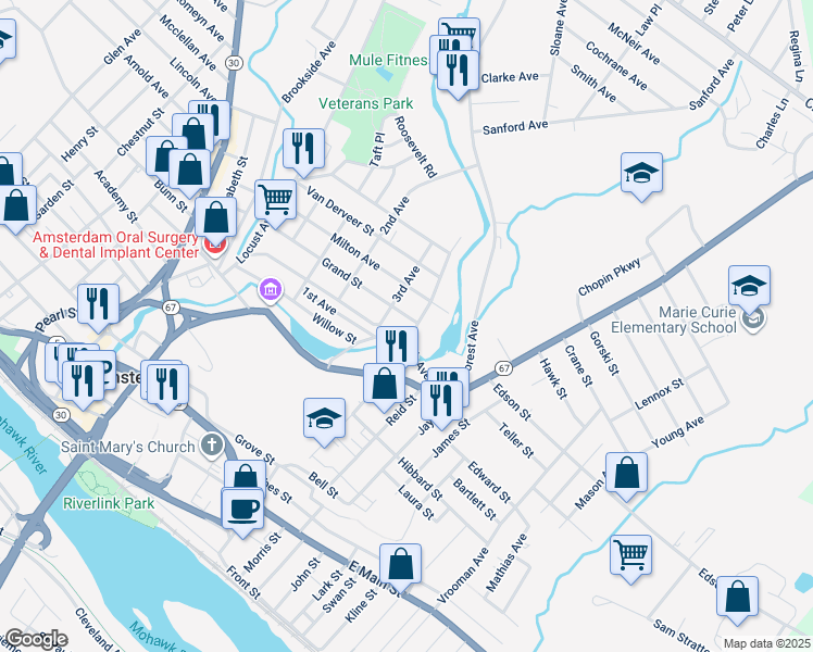 map of restaurants, bars, coffee shops, grocery stores, and more near 3 4th Avenue in Amsterdam