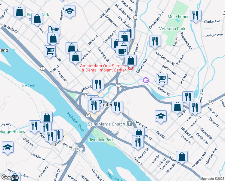 map of restaurants, bars, coffee shops, grocery stores, and more near 20 Gardner Place in Amsterdam