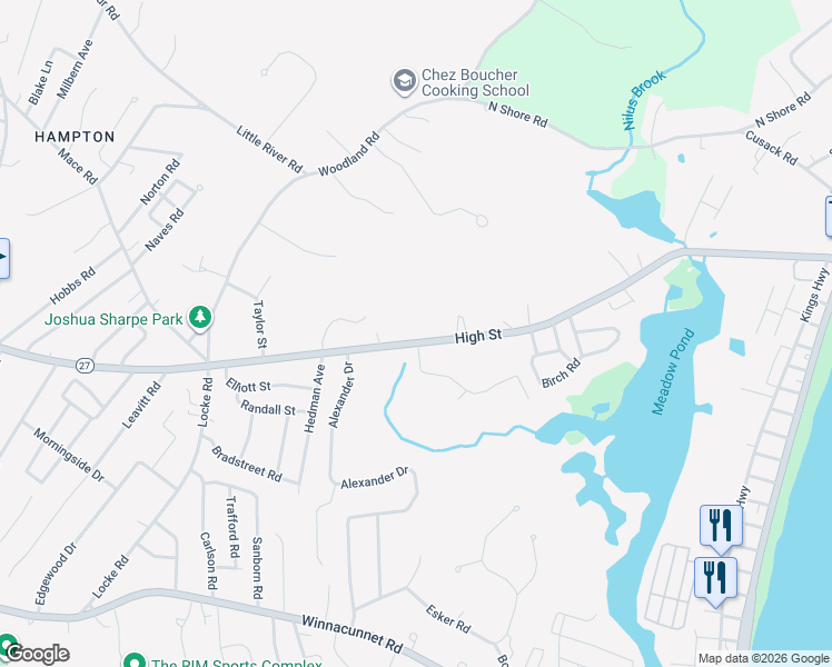 map of restaurants, bars, coffee shops, grocery stores, and more near 7 Dunvegan Woods in Hampton