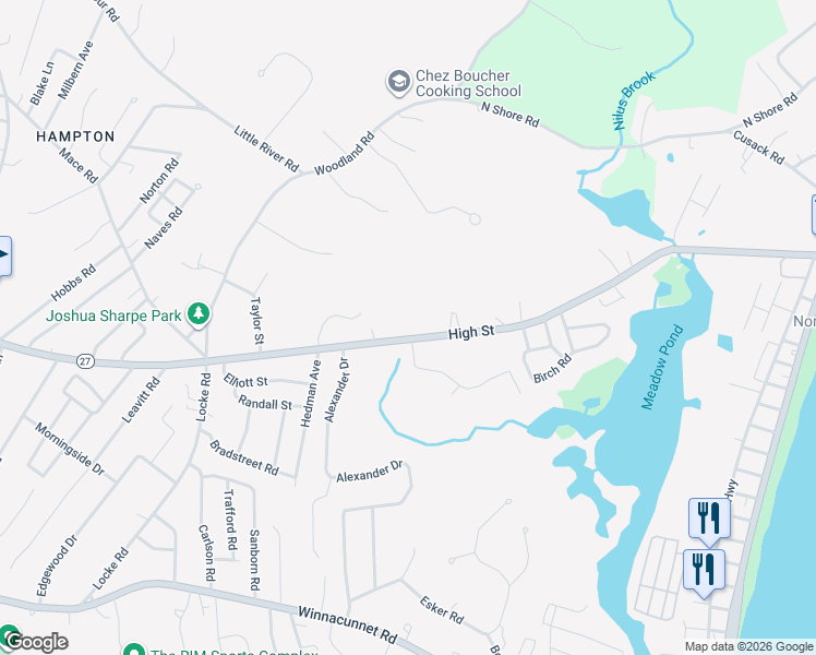 map of restaurants, bars, coffee shops, grocery stores, and more near 7 Dunvegan Woods in Hampton