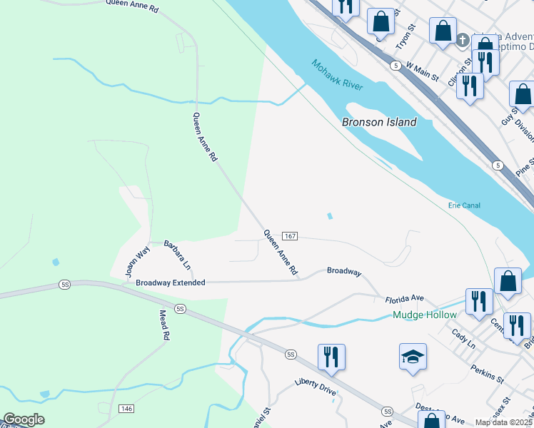 map of restaurants, bars, coffee shops, grocery stores, and more near 1 Sandy Drive in Amsterdam