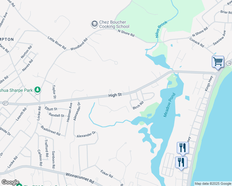 map of restaurants, bars, coffee shops, grocery stores, and more near 400 High Street in Hampton