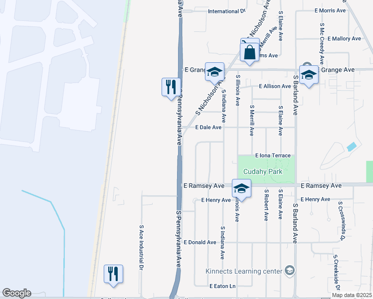 map of restaurants, bars, coffee shops, grocery stores, and more near 5805A South New York Avenue in Cudahy