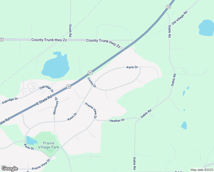 map of restaurants, bars, coffee shops, grocery stores, and more near 204 Karin Drive in North Prairie