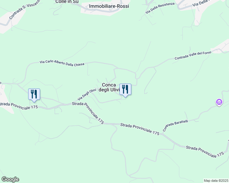 map of restaurants, bars, coffee shops, grocery stores, and more near 21 Contrada Fonte Pezzana in Conca degli Ulivi