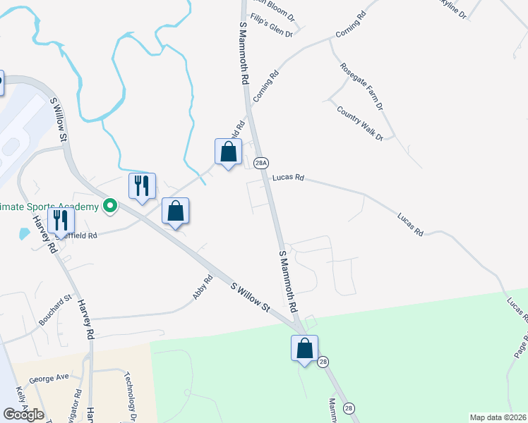 map of restaurants, bars, coffee shops, grocery stores, and more near 21 Lynx Way in Manchester