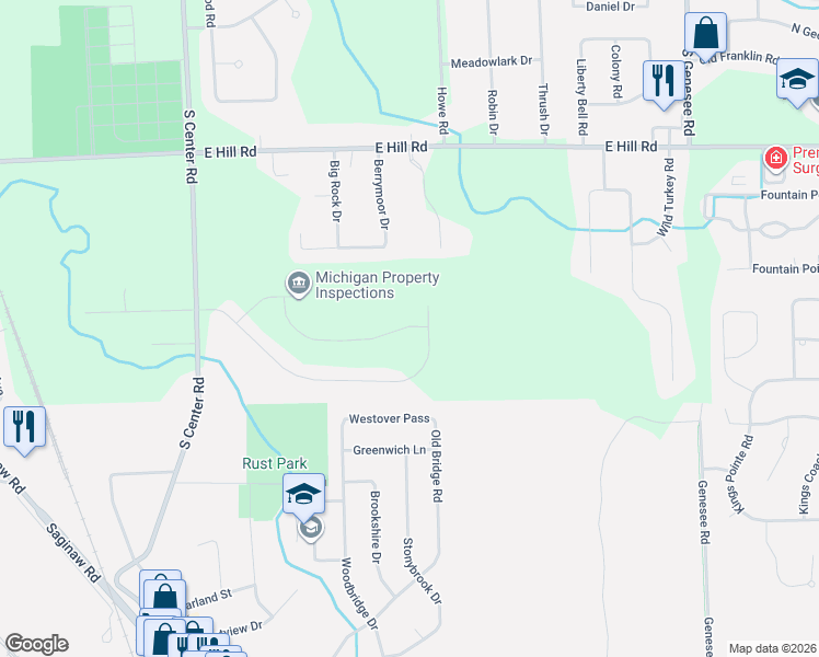 map of restaurants, bars, coffee shops, grocery stores, and more near in Grand Blanc Township