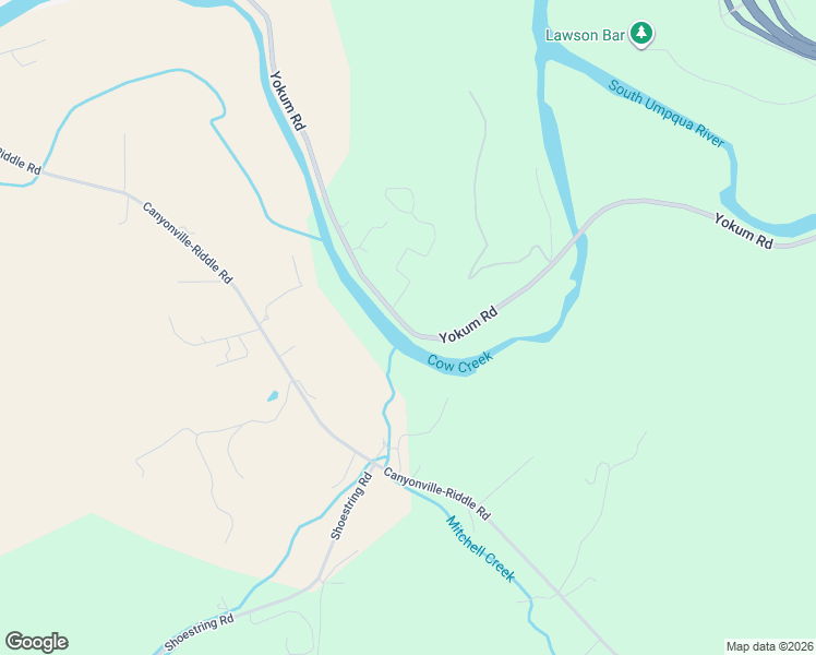 map of restaurants, bars, coffee shops, grocery stores, and more near Yokum Road in Riddle