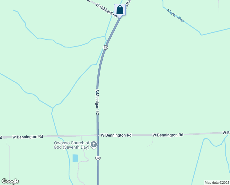 map of restaurants, bars, coffee shops, grocery stores, and more near 3787 Michigan 52 in Owosso
