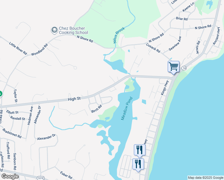 map of restaurants, bars, coffee shops, grocery stores, and more near 464 New Hampshire 27 in Hampton