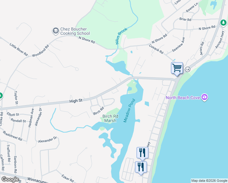 map of restaurants, bars, coffee shops, grocery stores, and more near 464 High Street in Hampton