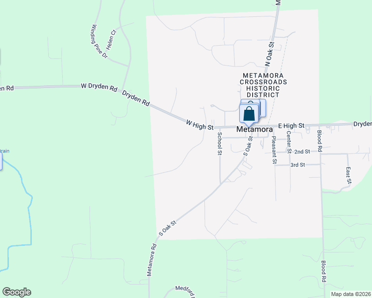 map of restaurants, bars, coffee shops, grocery stores, and more near 10900 South Ridge Road in Metamora