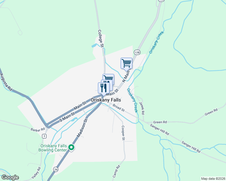map of restaurants, bars, coffee shops, grocery stores, and more near in Oriskany Falls