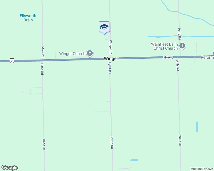 map of restaurants, bars, coffee shops, grocery stores, and more near 43284 Pettit Road in Wainfleet