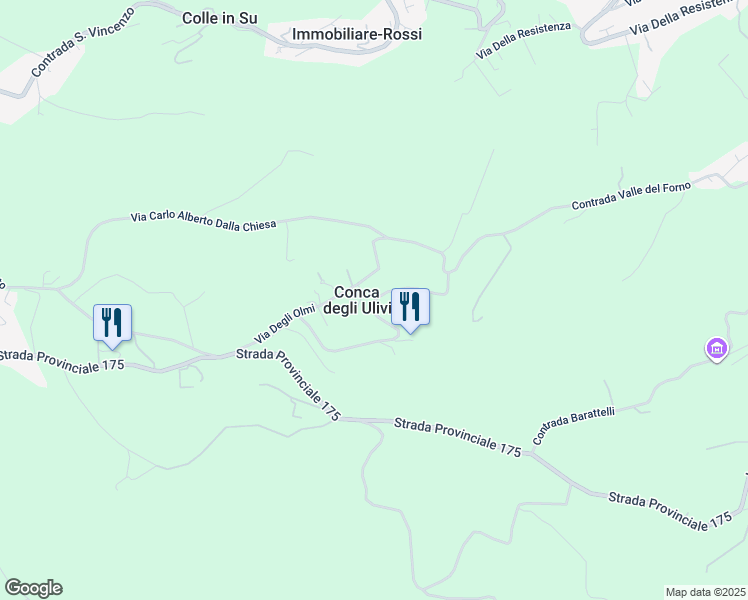 map of restaurants, bars, coffee shops, grocery stores, and more near 21 Contrada Fonte Pezzana in Conca degli Ulivi