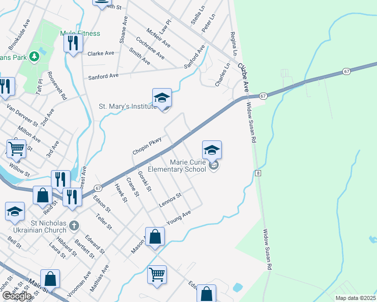 map of restaurants, bars, coffee shops, grocery stores, and more near 9 Brice Street in Amsterdam