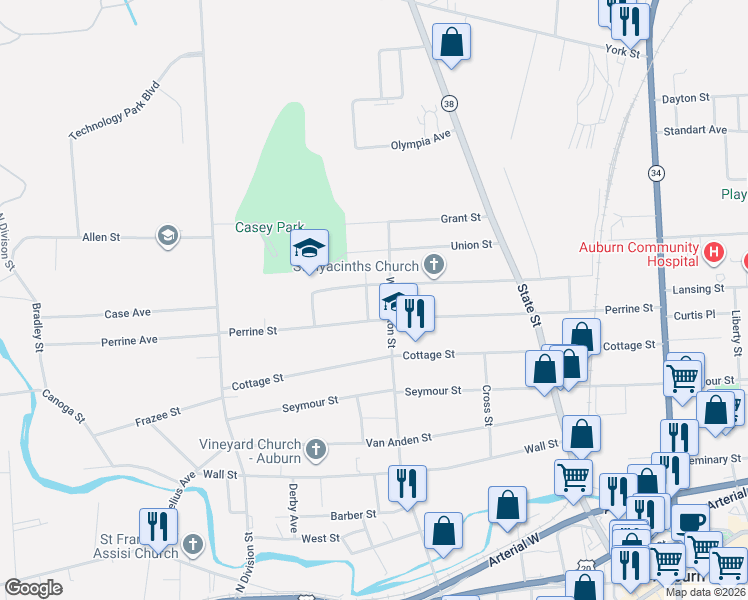 map of restaurants, bars, coffee shops, grocery stores, and more near 6 Shevchenko Avenue in Auburn
