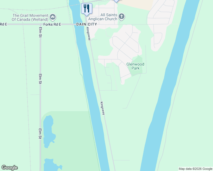 map of restaurants, bars, coffee shops, grocery stores, and more near 29 Henley Court in Welland